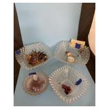 4 Pcs - Assorted Cut Glass Dishes