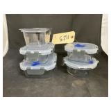 4 Pcs - Glass Food Storage Boxes w/Lids
