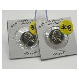 2 - Proof Jefferson Nickels 1959 Proof & 1960