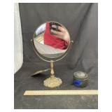 Small Brass Mirror & Small Makeup Container