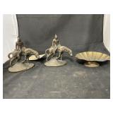 Brass Native American Statue & Dish