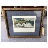 Jesse Arms Botke "Swans on Lotus Bed" 18"x22"