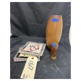 Pile of Trivets & Wooden Vase & Cup