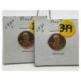 2 - Lincoln Proof Cents 1980-S & 1981-S