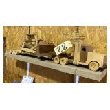 Handmade Wood Semi Truck & Dozer 38"L