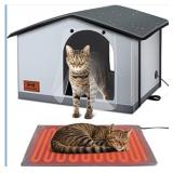 Outdoor Heated Cat House - 20x17x16" - Gray, Cord