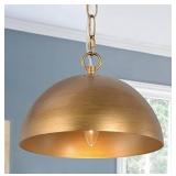 2 Ct Pendent Light 10" Modern Gold Dome - Brushed