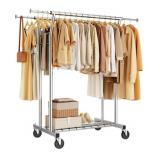 Heavy Duty Clothes Garment Rack - Silver, Portable