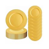 100 Pcs Gold Charger Plates, Bead Rim, Plastic - 1