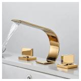 Becola Gold Bathroom Faucet 3 Hole, Waterfall Fau