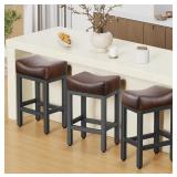 Counter Height Bar Stools, Set of 3, Bonded Leathe
