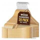 Life Master Wooden Hangers - Natural Wood, Silver,