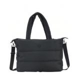 Large Puffer Tote Shoulder Bag - Black - 13x5.9x17