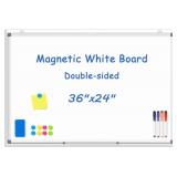 Magnetic White Board, Double-Sided, Approx. 24x36"
