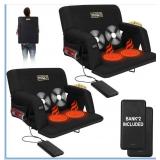 Set of 2 Heated Massage Reclining Stadium Seat, Bl
