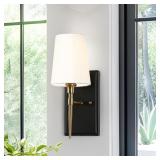 Wall Sconce with Lamp Shade - Black Finish/Champag