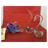 Decorative Glass Swans & Napkin Holder