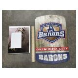 Football Pic Frame & Signed OKC Barons Signed