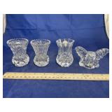 4 Pcs - Mini Crystal Vases & Paperweight