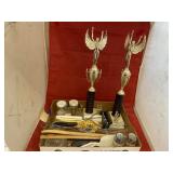 Kitchen Utensils - Salt/Peppers & 2 Trophies