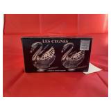 The Swans Crystal & Silverplate Salt & Pepper w/Sp