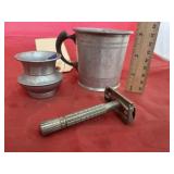 Metal Shaving Cup - Razor & Small Cup
