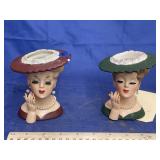 2 - Vintage Lady Head Figures