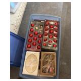 Tote w/Christmas Ornaments and Small Jars