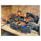 Pile of Ridgid Power Tools w/Batteres & Charger
