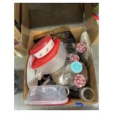 Box w/Pioneer Woman Cups -Rubbermaid Bowls - Strai