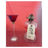 Oil Lamp - Red Stem Glass