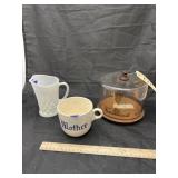 Small Cake Stand - Glass Pitcher - Coffee Cup