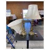2 Metal Lamps w/Shade - 1 Broken
