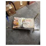 Metal Doll Cradle w/Doll