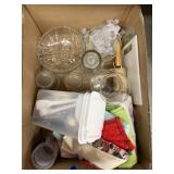 Box w/Kitchen Towels - Jars - Vase - Bowl & More