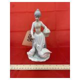Girl Feeding Goose Figurine