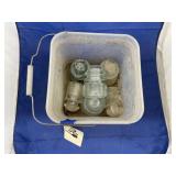 6 - Glass Insulators in Plastic Bin
