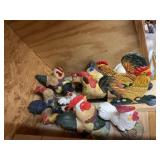 11pc- Rooster Figurines Ceramic & Resin