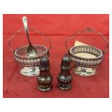 Silver Plated Salt/Pepper - Jelly Servers & Spoon