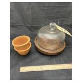 2 - Small Vases & Small Cake Stand w/Lid