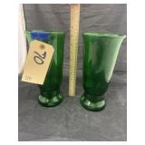 2 Green Vases