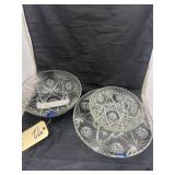 2 - Glass Bowls & Glass Serving Platter