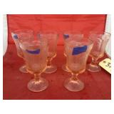 6 - Pink Depression Stem Glasses