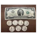 $2 Bill - 7) 1979 Susan B Anthony Dollars