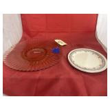 Pink Depression Glass Platter & Plate