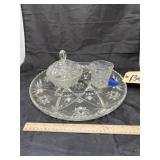 Glass Serving Platter - Candy Dish w/Lid