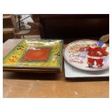 2 Christmas Plates & 3 Square Plates