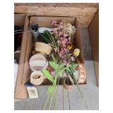 Box w/Leather Belt - Faux Flowers - Bowl - Candle