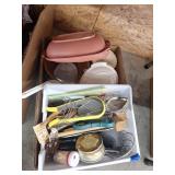 Box w/Kitchen Utensils - Tupperware Bowl - Wooden