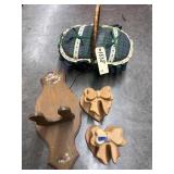5pc - Baskets - Bow Wall Hangers - Wood Oil Lamp H